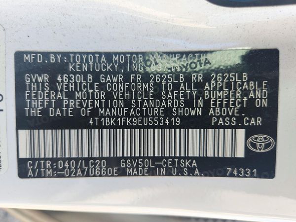 2014 TOYOTA CAMRY — VINS
