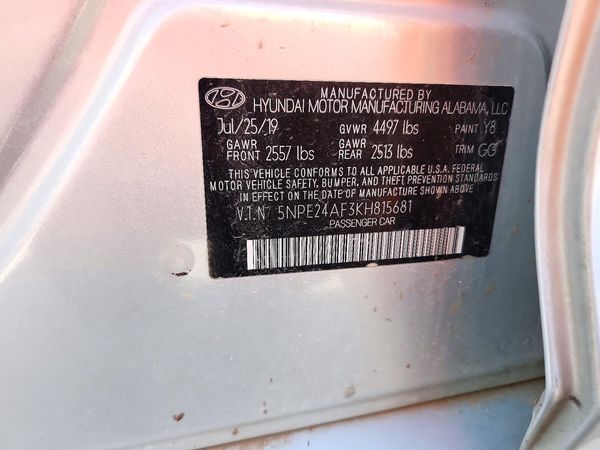 2019 HYUNDAI SONATA Eco Turbo, SE — VINS