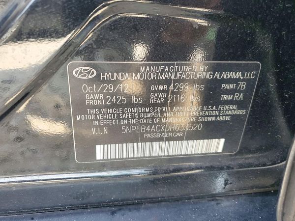 2013 HYUNDAI SONATA GLS/ GLS Popular — VINS
