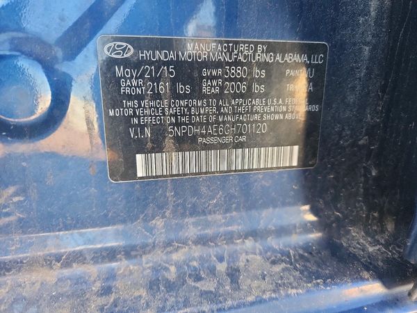 2016 HYUNDAI ELANTRA — VINS