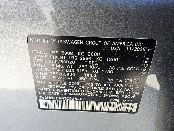 2026 VOLKSWAGEN ATLAS 4Motion SE — VINS