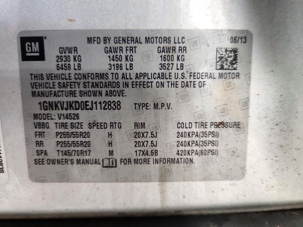 2014 CHEVROLET TRAVERSE LTZ — VINS