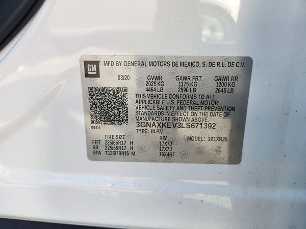 2020 CHEVROLET EQUINOX LT (1LT) — VINS