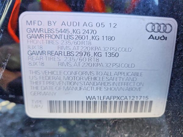 2012 AUDI Q5 Premium Plus — VINS