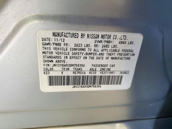 2013 INFINITI G37 — VINS