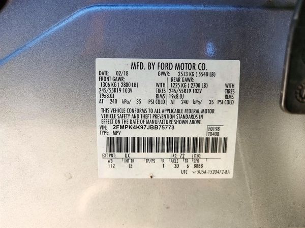 2018 FORD EDGE Titanium — VINS