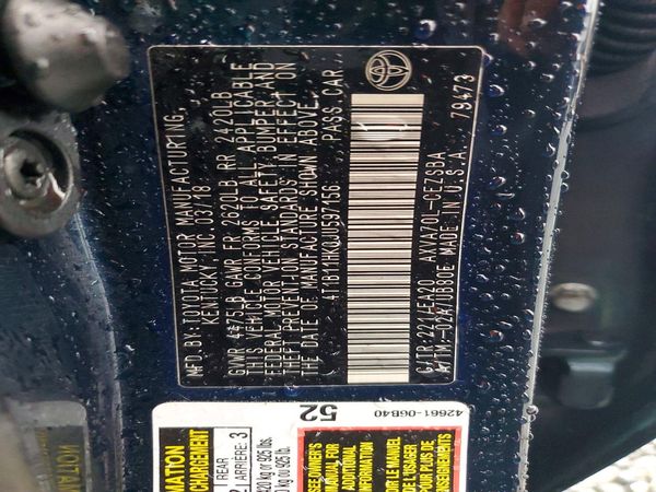 2018 TOYOTA CAMRY L/LE/SE/XLE — VINS