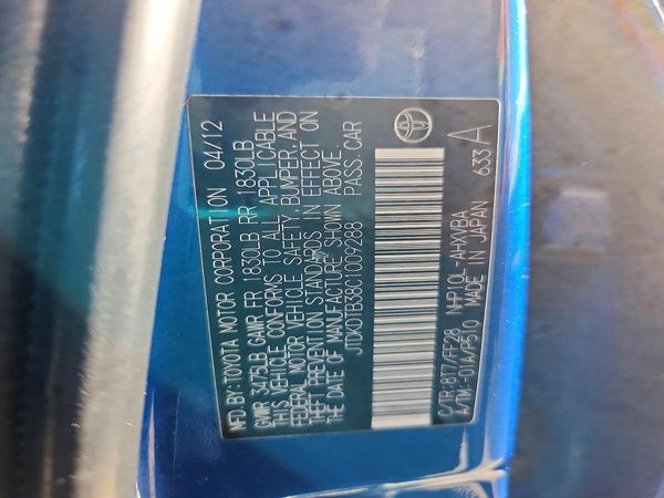 2012 TOYOTA PRIUS — VINS