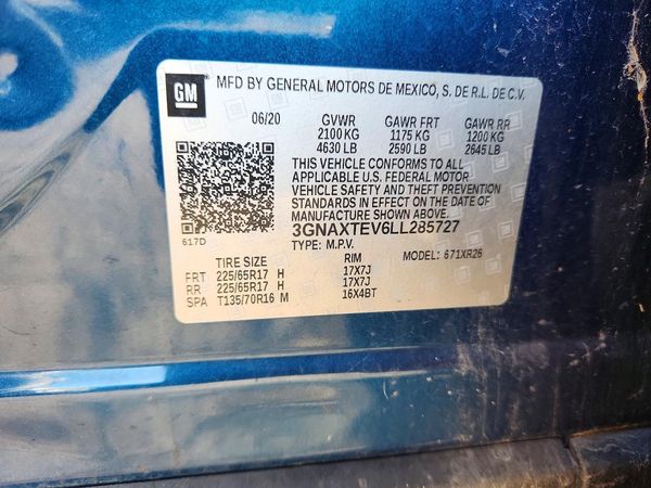 2020 CHEVROLET EQUINOX LT (2FL) — VINS