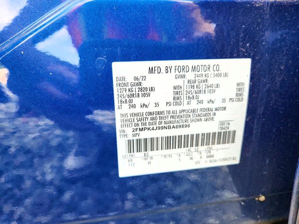 2022 FORD EDGE SEL — VINS