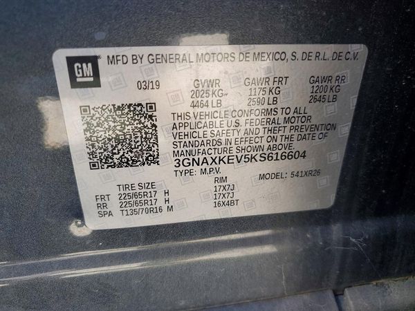 2019 CHEVROLET EQUINOX LT (1LT) — VINS