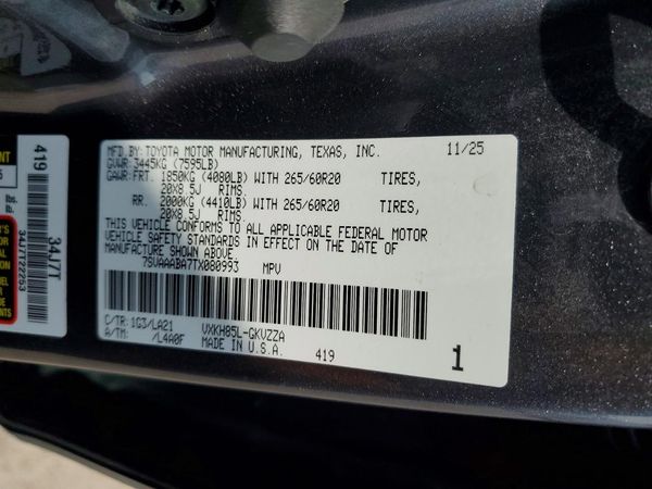 2026 TOYOTA SEQUOIA — VINS