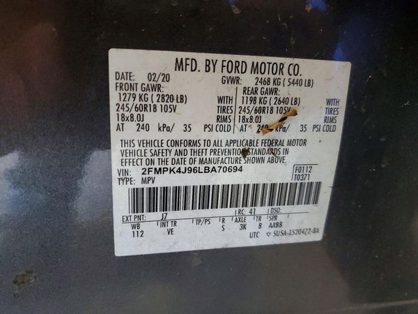 2020 FORD EDGE SEL — VINS