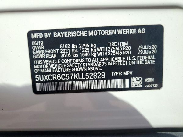 2019 BMW X5 xDrive40i — VINS