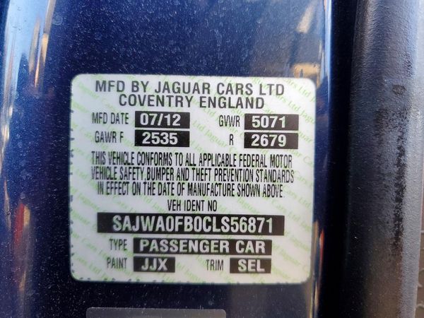 2012 JAGUAR XF — VINS