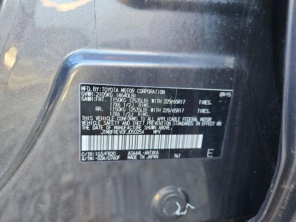 2015 TOYOTA RAV4 LE (X Grade) — VINS