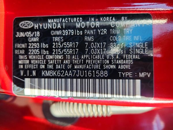 2018 HYUNDAI KONA SEL with Tech Pkg — VINS