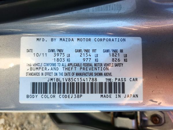 2012 MAZDA 3 Touring/GS — VINS