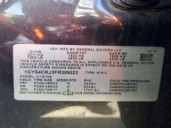 2015 CADILLAC ESCALADE Premium — VINS