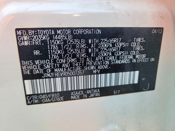 2013 TOYOTA RAV4 Standard — VINS