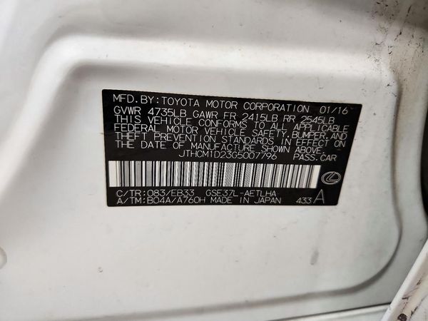 2016 LEXUS IS 300 — VINS