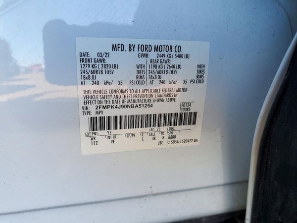2022 FORD EDGE SEL — VINS
