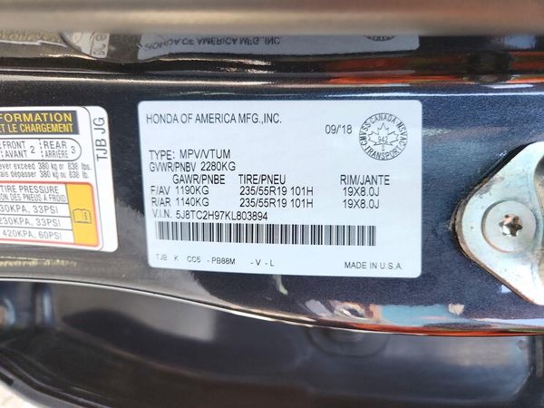 2019 ACURA RDX Platinum Elite — VINS