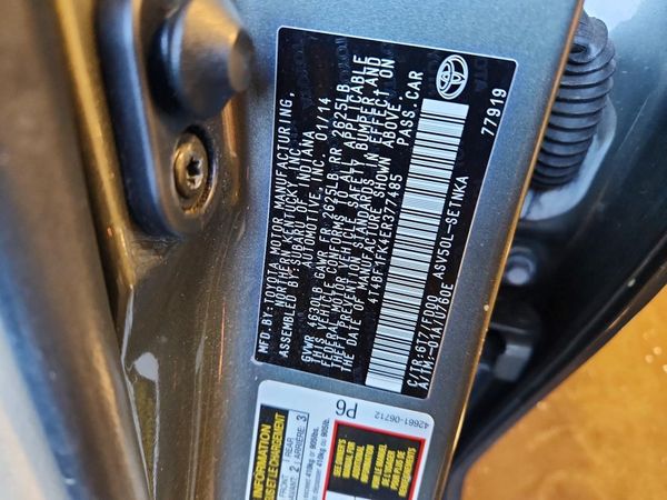 2014 TOYOTA CAMRY — VINS