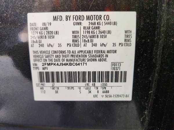 2019 FORD EDGE SEL — VINS