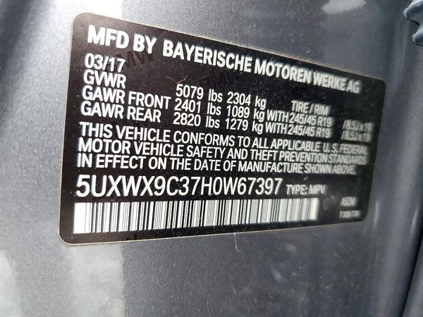2017 BMW X3 xDrive28i — VINS