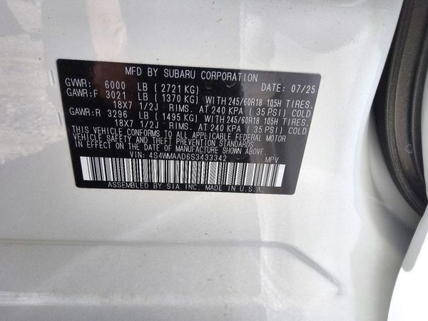 2025 SUBARU ASCENT Premium — VINS