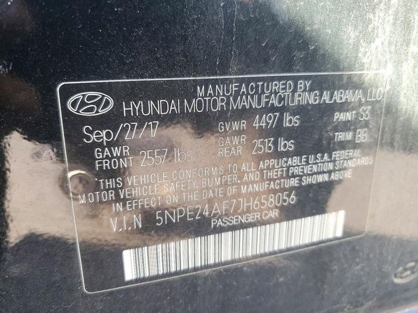 2018 HYUNDAI SONATA SE, Eco — VINS