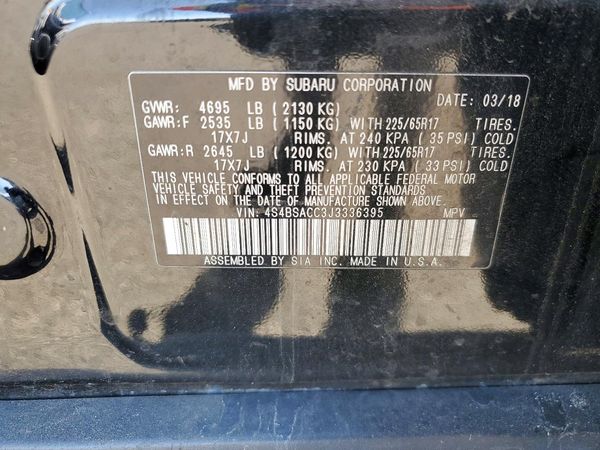 2018 SUBARU OUTBACK Premium — VINS