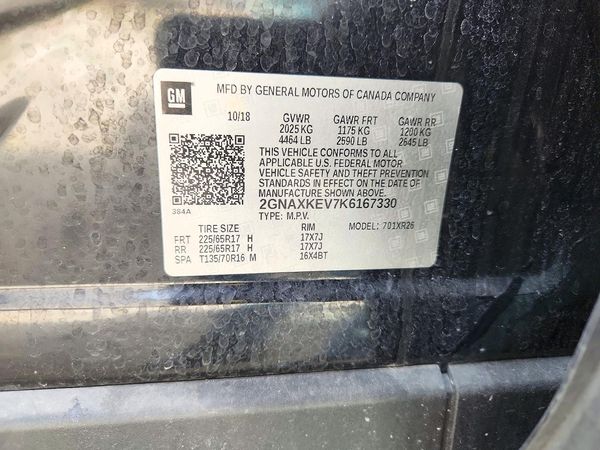 2019 CHEVROLET EQUINOX LT (1LT) — VINS