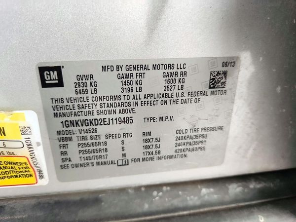 2014 CHEVROLET TRAVERSE 1LT — VINS