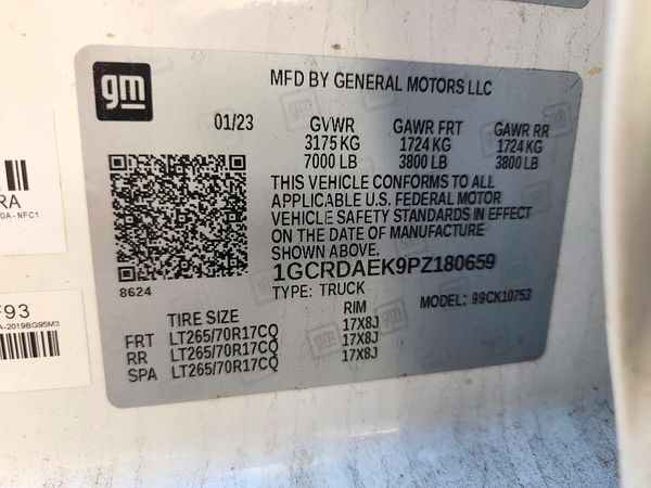 2023 CHEVROLET SILVERADO Work Truck — VINS