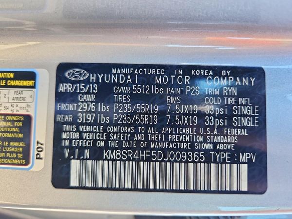 2013 HYUNDAI SANTA FE TOP — VINS