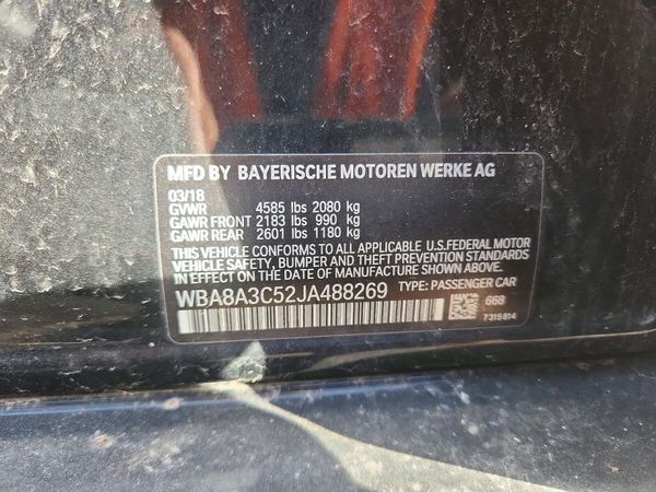 2018 BMW 3 SERIES xDrive — VINS