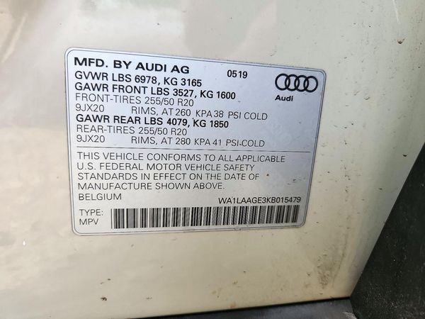 2019 AUDI E-TRON — VINS