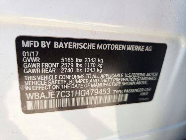 2017 BMW 540 xDrive — VINS