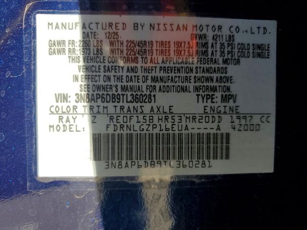 2026 NISSAN KICKS SR — VINS