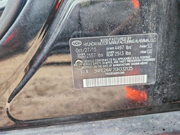 2016 HYUNDAI SONATA — VINS