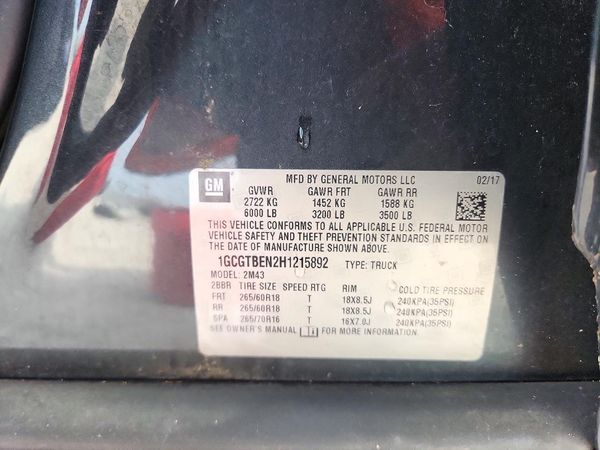 2017 CHEVROLET COLORADO Work Truck — VINS