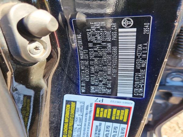 2013 TOYOTA CAMRY — VINS