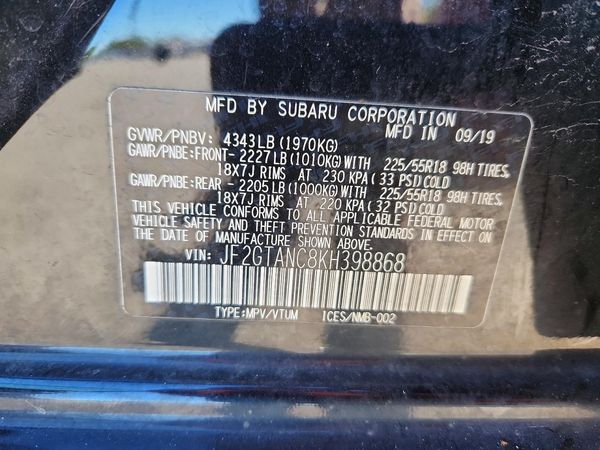 2019 SUBARU CROSSTREK Limited+ES+BSD+NAVI — VINS