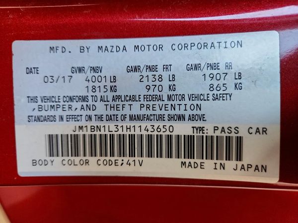 2017 MAZDA 3 Touring — VINS