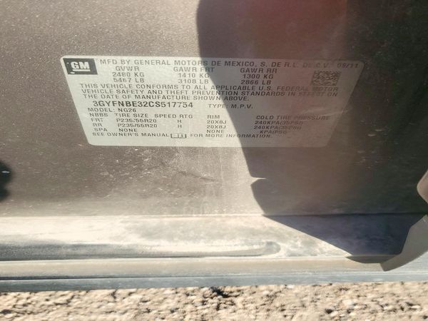 2012 CADILLAC SRX Performance — VINS