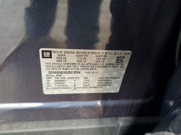 2018 CHEVROLET EQUINOX LS — VINS