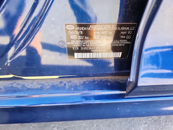 2019 HYUNDAI SONATA — VINS