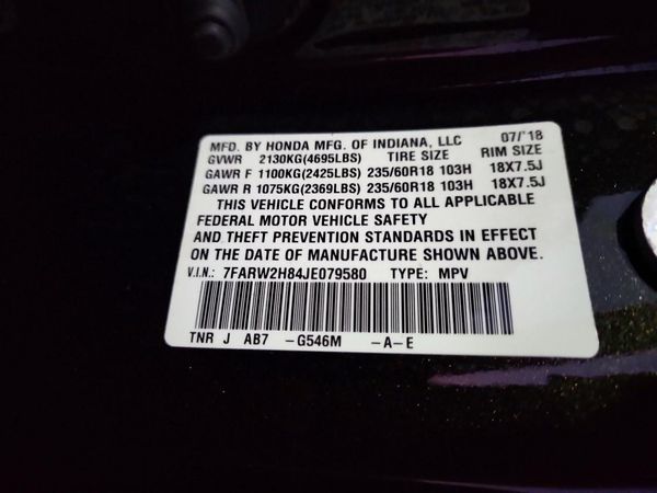 2018 HONDA CRV EX-L/EX-L Navi — VINS